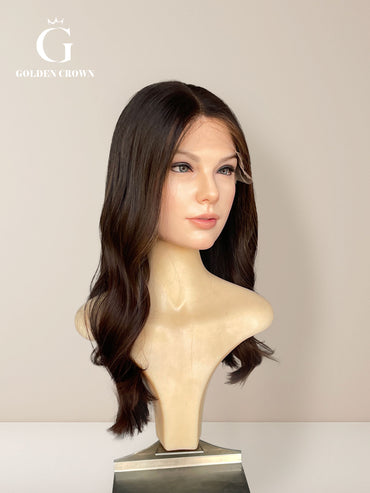 Natural Color 2-6hl6hl8 lace top front view GoldenCrownWigs
