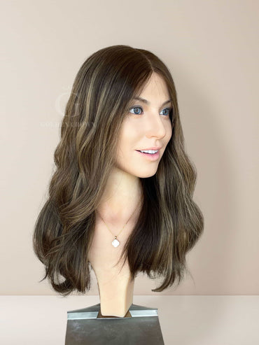 Nora Lace Top Base 100% Human Hair Wigs Left Side View GoldenCrownWigs.com