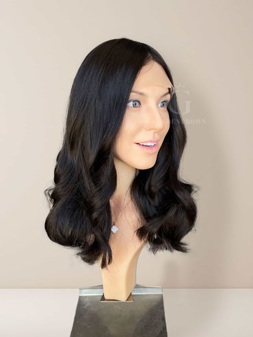 Seraphina Lace Front Base 100% Human Hair Wigs Left Side View GoldenCrownWigs.com