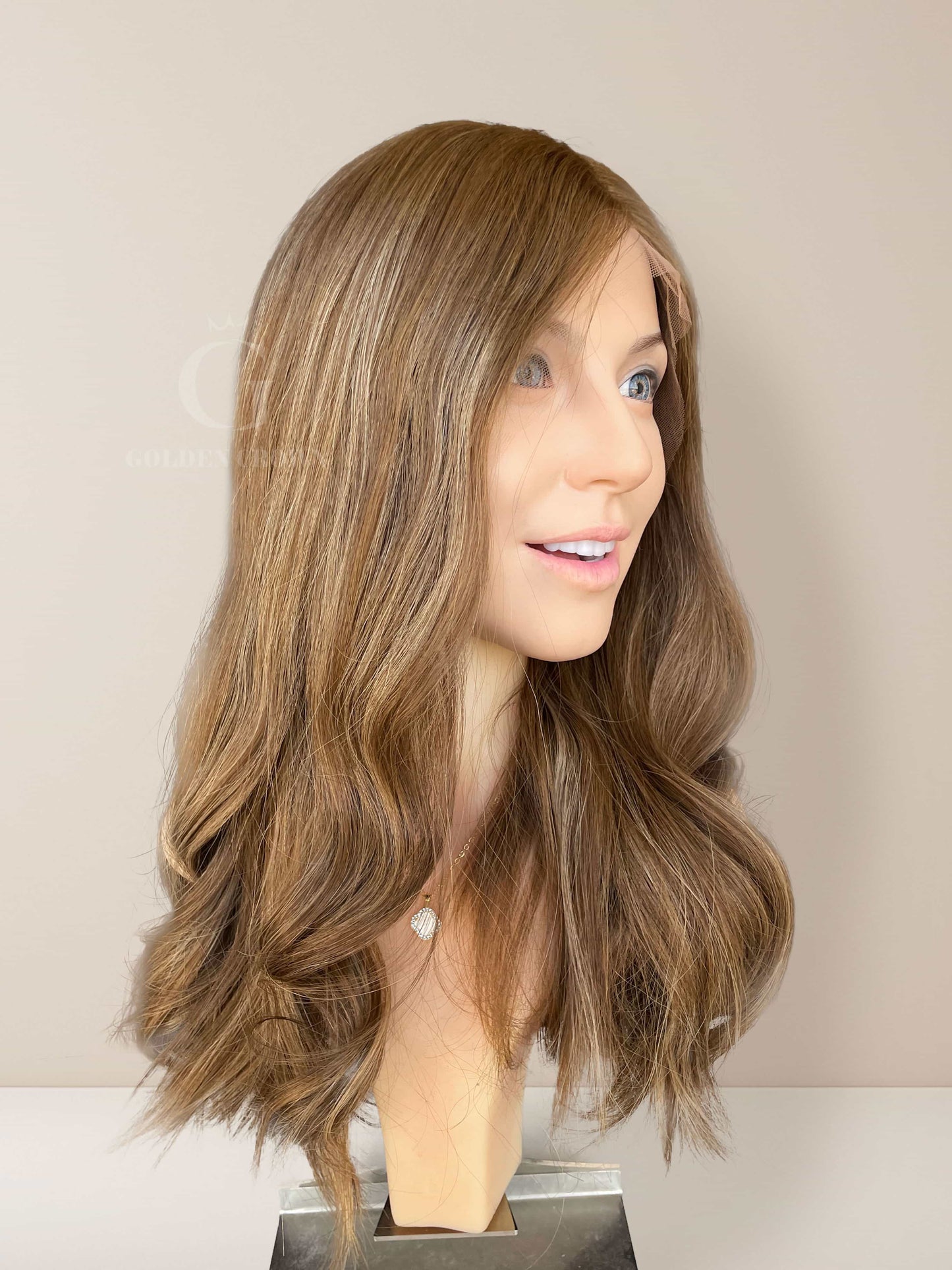 Chloe Lace Top Base 100% Human Hair Wigs Left Side View GoldenCrownWigs.com