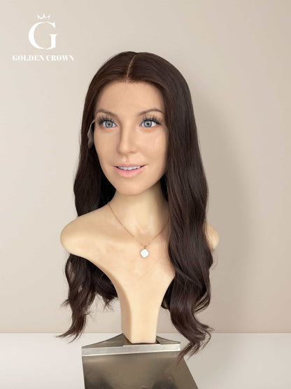 Corinne Lace Top Base 100 Human Hair Front View GoldenCrownWigs.com