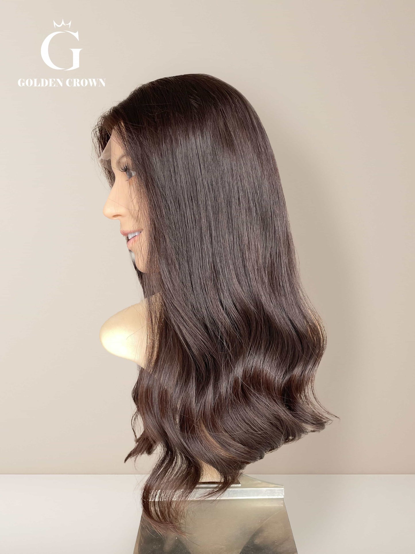 Corinne Lace Top Base 100 Human Hair Right Side View GoldenCrownWigs.com