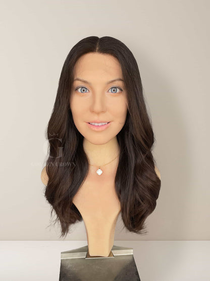 Daphne Lace Top Base 100% Human Hair Wigs Front View GoldenCrownWigs.com