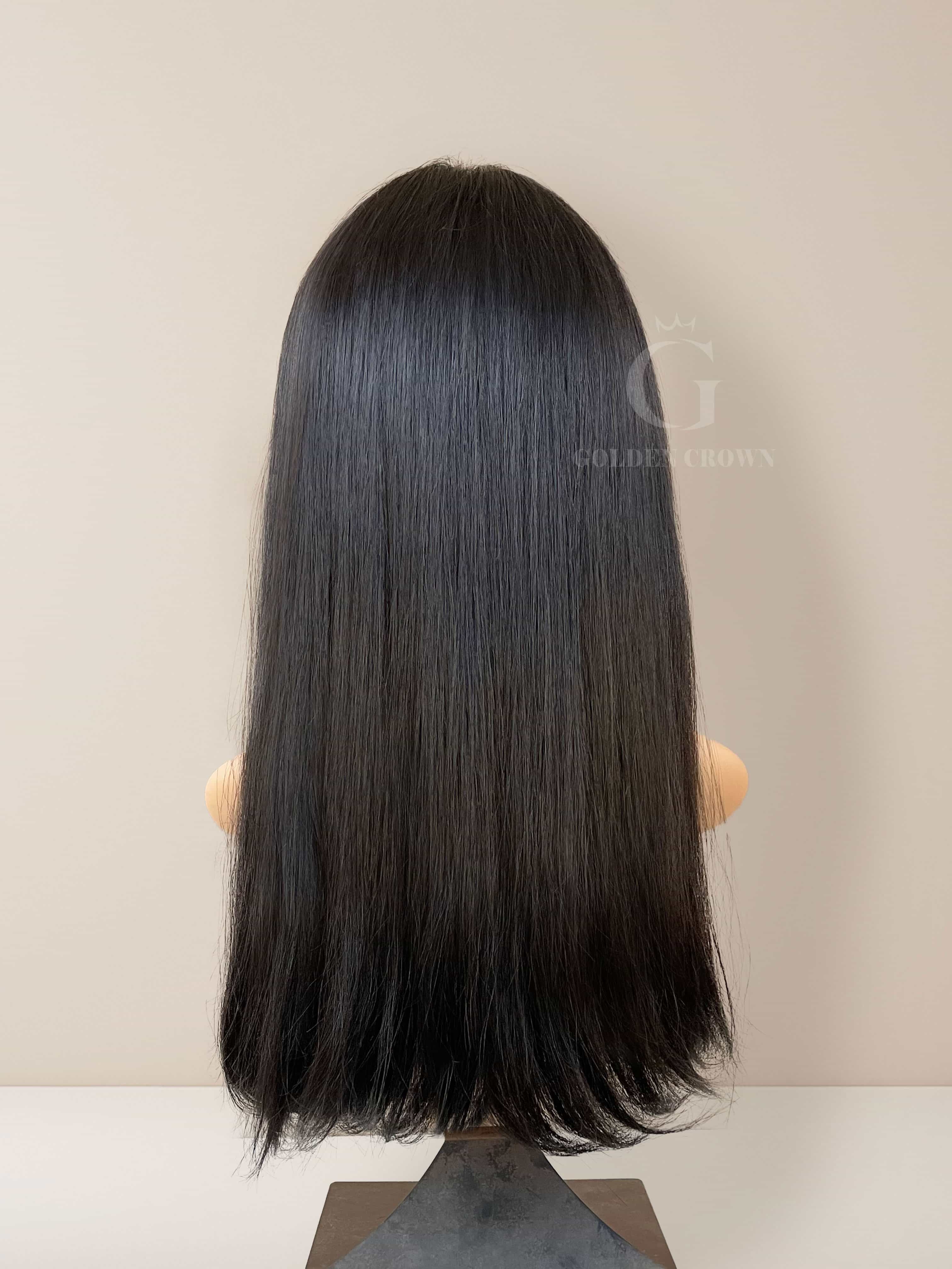 Elara Lace Top Base 100% Human Hair Wigs Back View GoldenCrownWigs.com