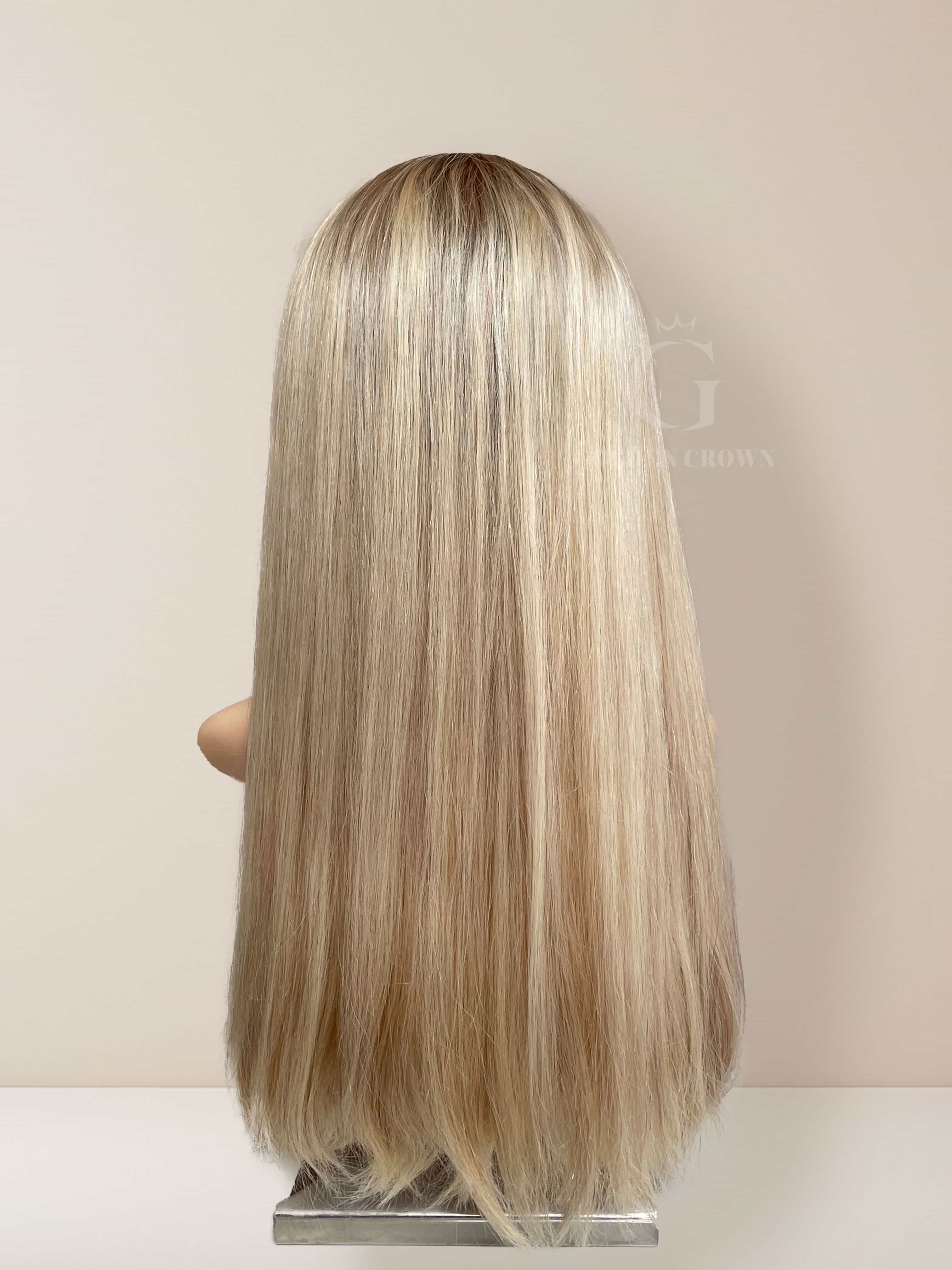 Emma Lace Top Base 100% Human Hair Wigs Back View GoldenCrownWigs.com