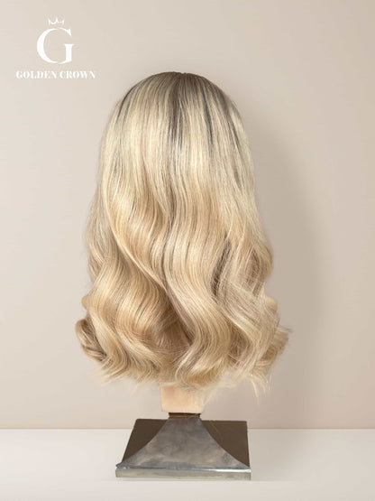 Emma Skin Lace Top Base 100 Human Hair Wigs Back View GoldenCrownWigs.com