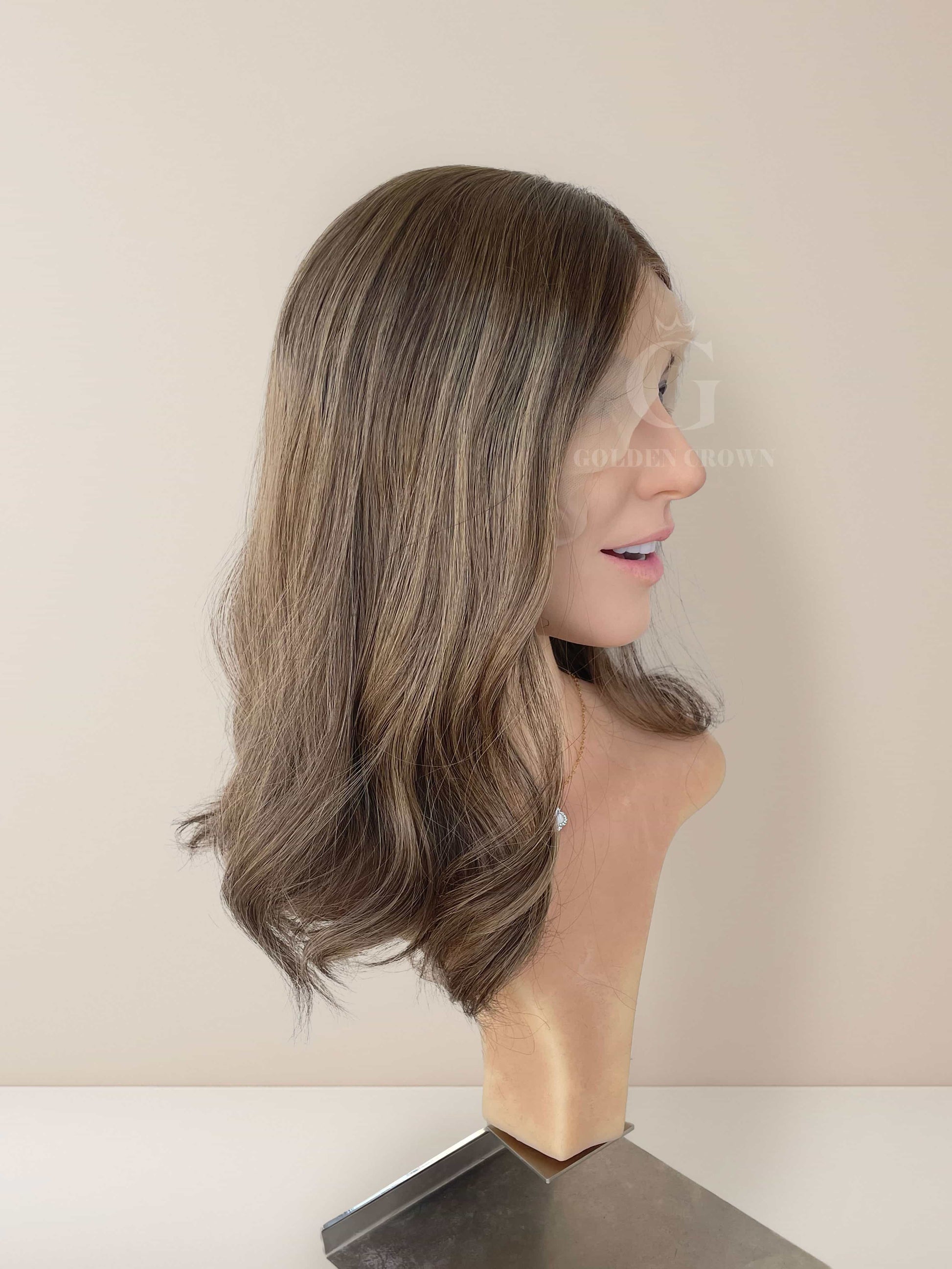 Eva Lace Top Base 100% Human Hair Wigs Left Side View GoldenCrownWigs.com