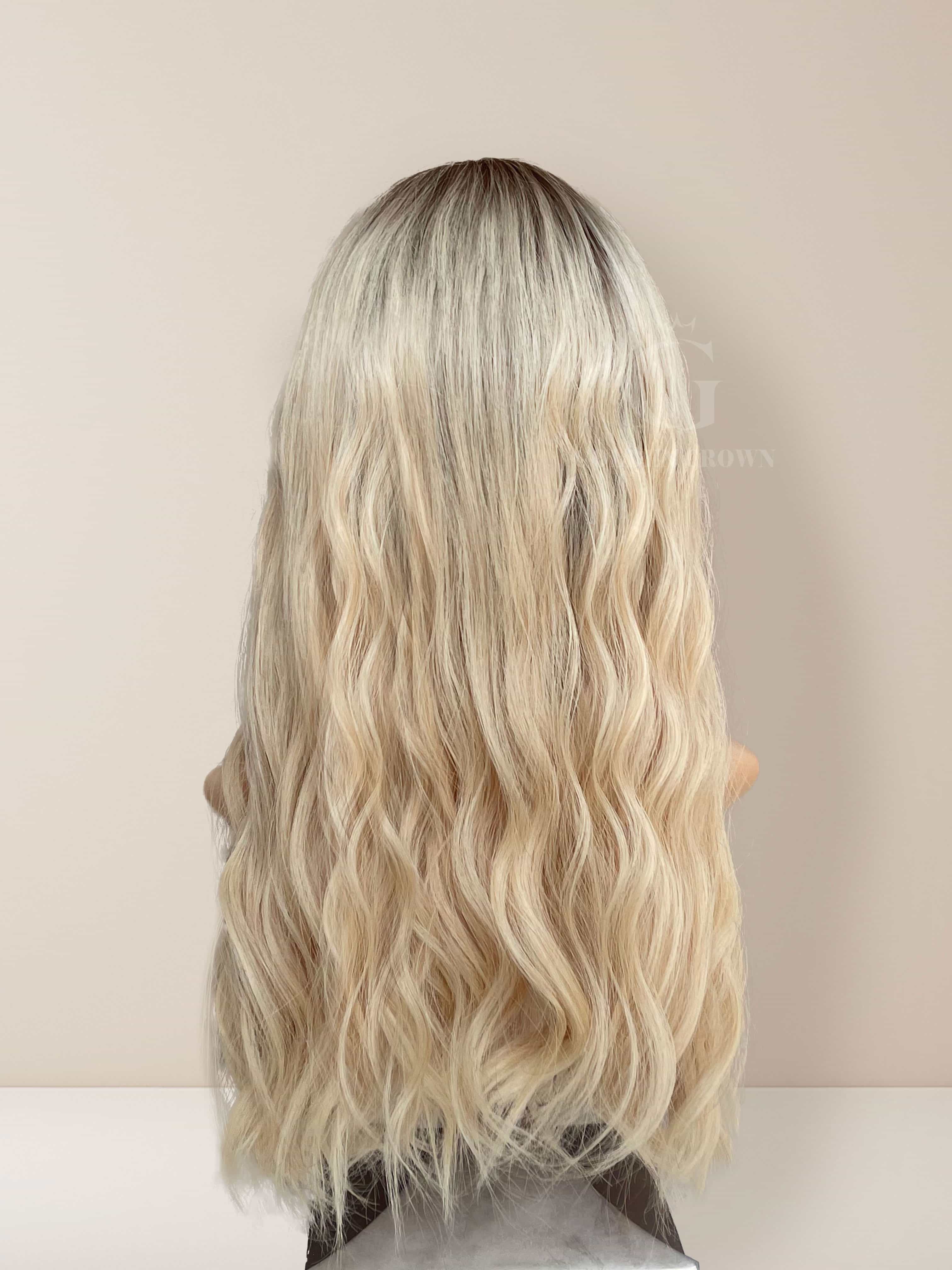 Grace Lace Top Base 100% Human Hair Wigs Back View GoldenCrownWigs.com