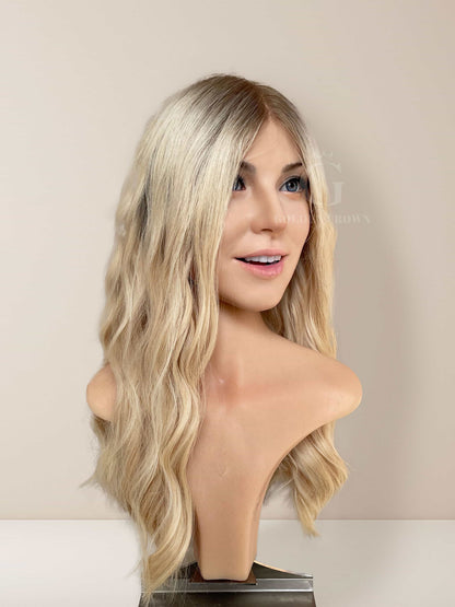 Grace Lace Top Base 100% Human Hair Wigs Left Side View GoldenCrownWigs.com