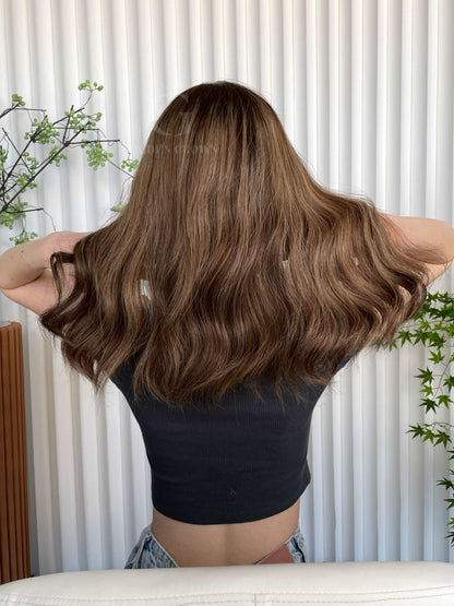 Leah Lace Top Base 100% Human Hair Wigs Back View GoldenCrownWigs.com