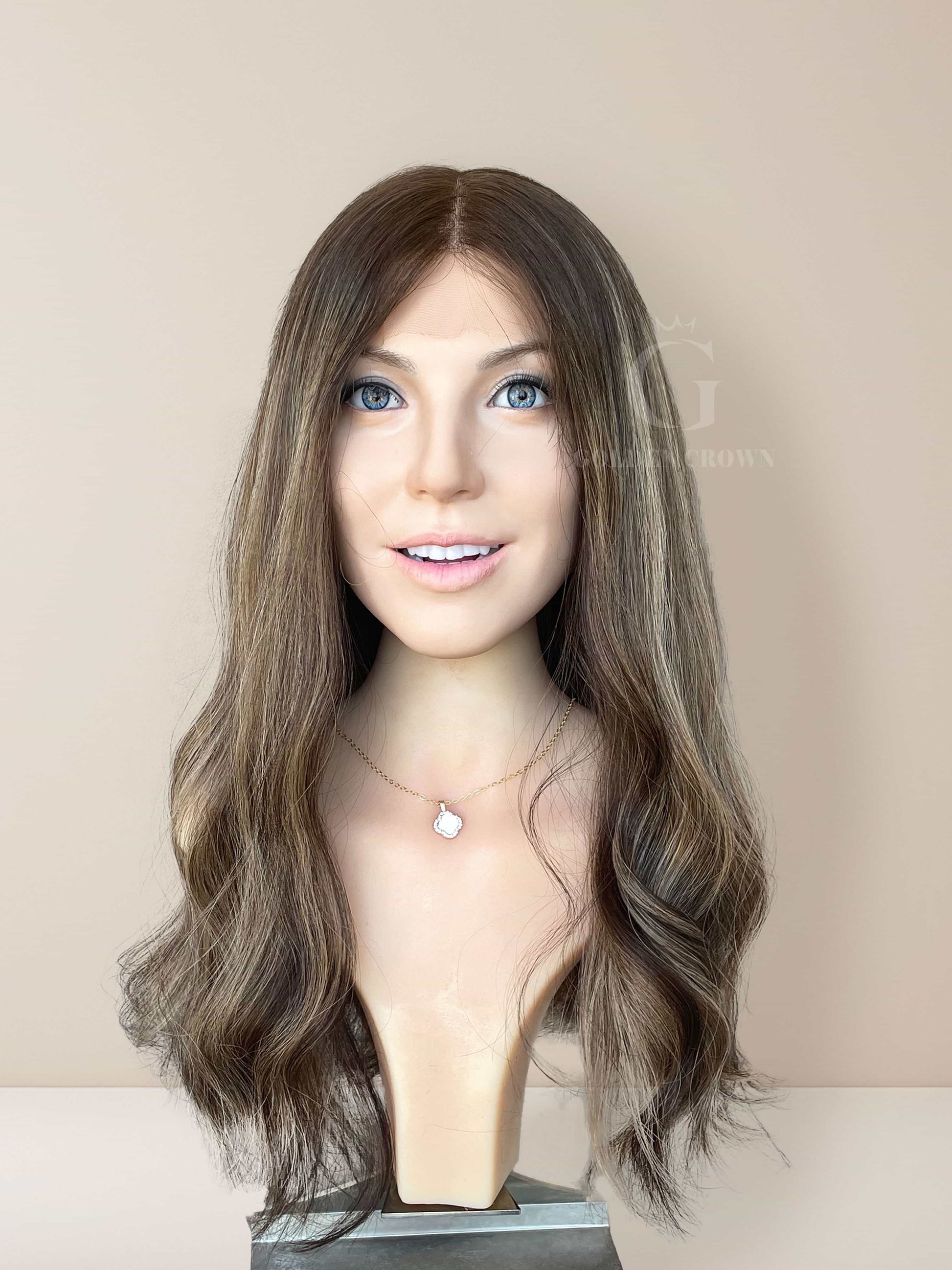 Leah Lace Top Base 100% Human Hair Wigs Front View GoldenCrownWigs.com