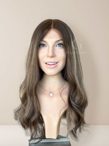 Leah Lace Top Base 100% Human Hair Wigs Front View GoldenCrownWigs.com