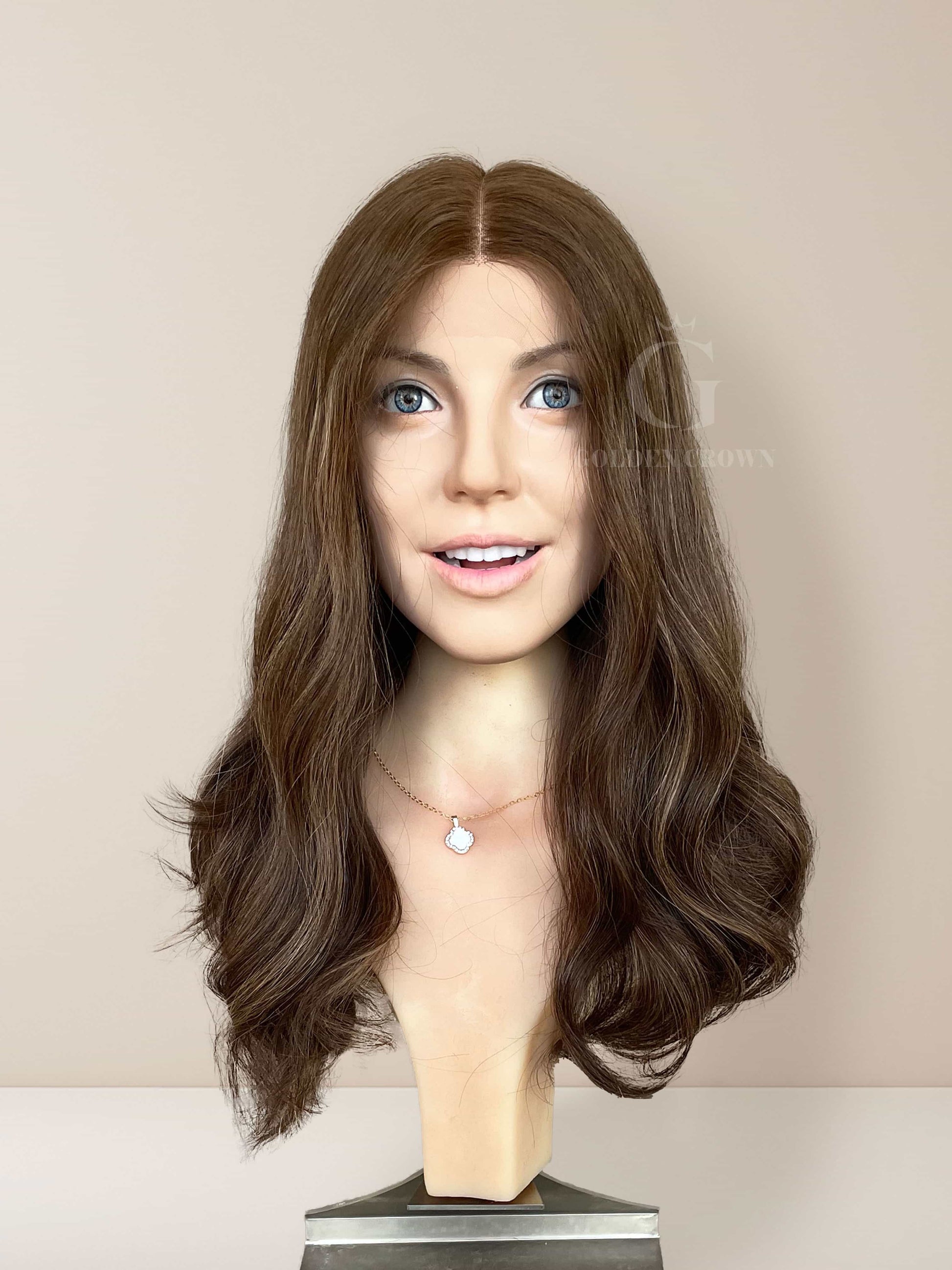 Lily Lace Top Base 100% Human Hair Wigs Front View GoldenCrownWigs.com