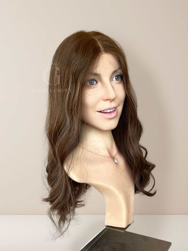 Lily Lace Top Base 100% Human Hair Wigs Left Side View GoldenCrownWigs.com