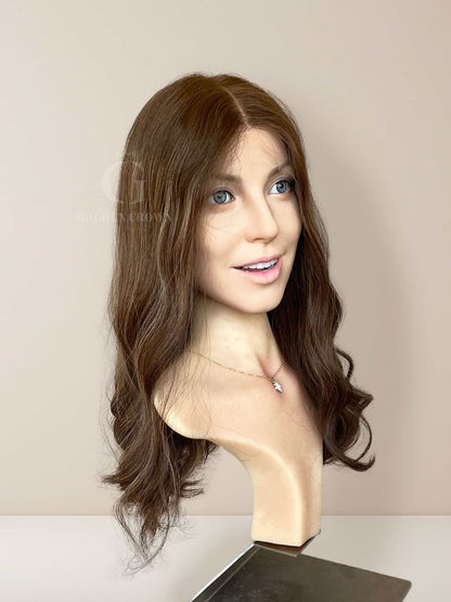 Lily Lace Top Base 100% Human Hair Wigs Left Side View GoldenCrownWigs.com