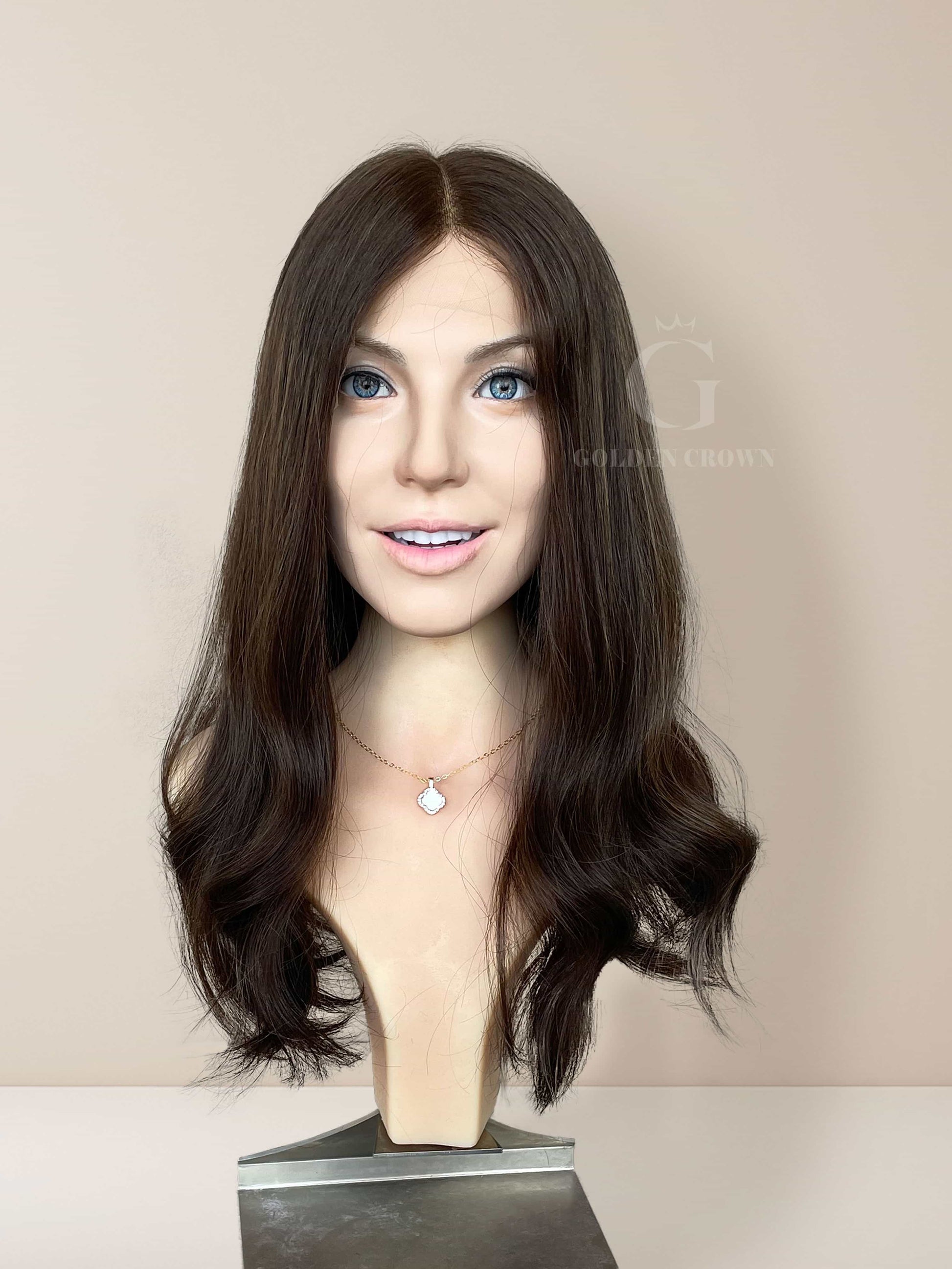 Lina Lace Top Base 100% Human Hair Wigs Front View GoldenCrownWigs.com