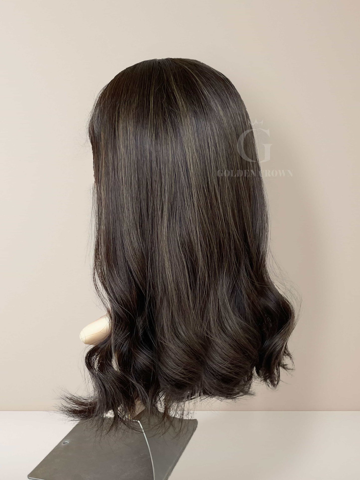 Lina Lace Top Base 100% Human Hair Wigs Right Side View GoldenCrownWigs.com