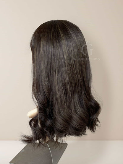 Lina Lace Top Base 100% Human Hair Wigs Right Side View GoldenCrownWigs.com