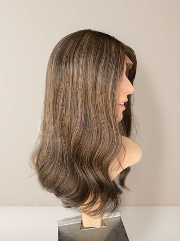 Luna Lace Top Base 100% Human Hair Wigs Left Side View GoldenCrownWigs.com