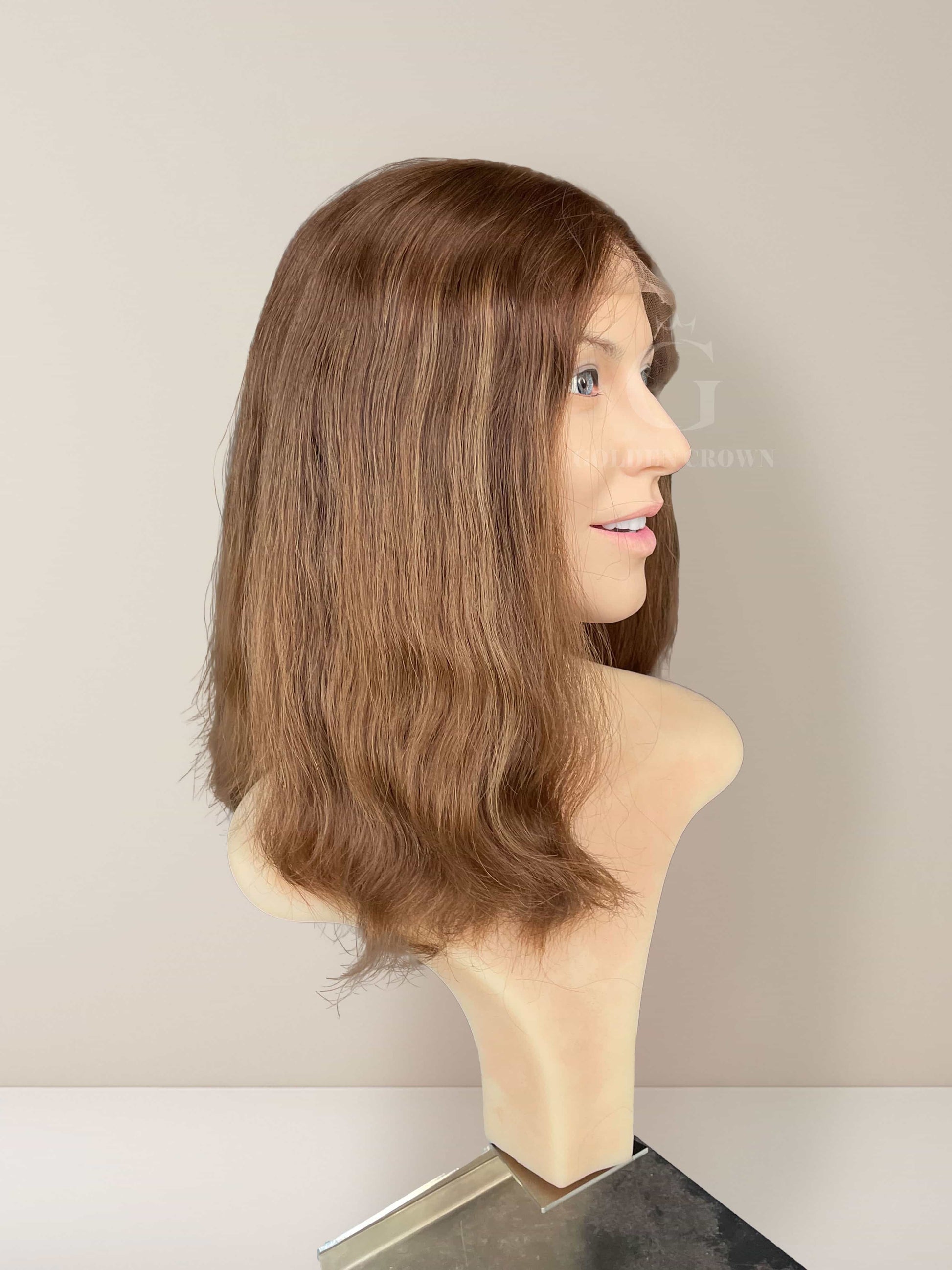 Maren Medical Lace Top Base 100 Human Hair Wigs Left Side View GoldenCrownWigs.com
