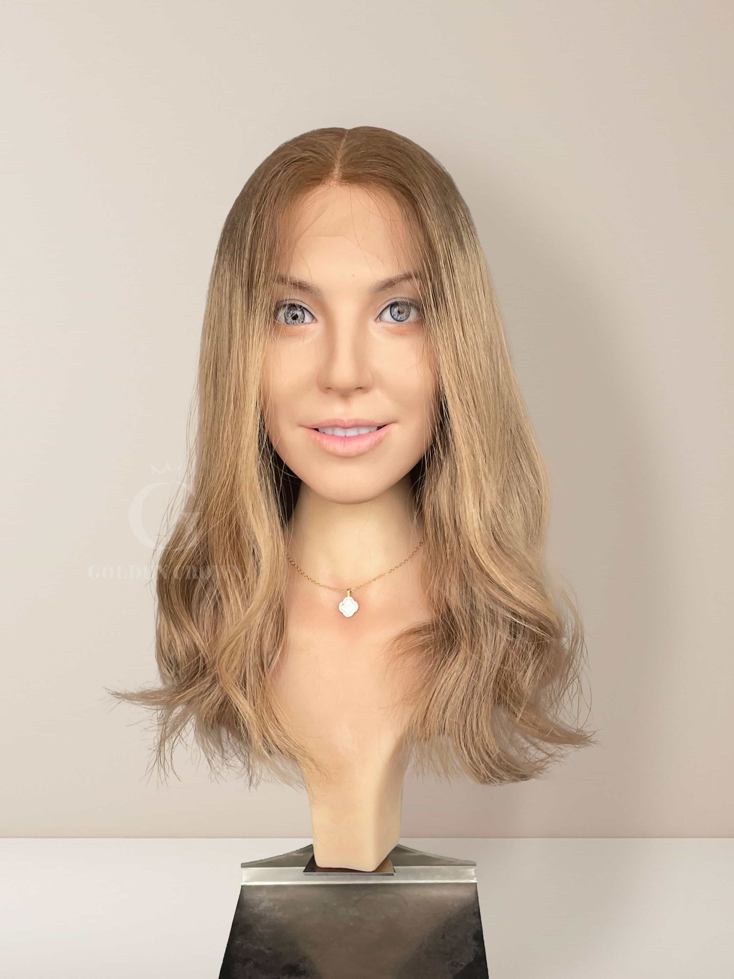 Maya Lace Top Base 100 Human Hair Wigs Front View GoldenCrownWigs.com