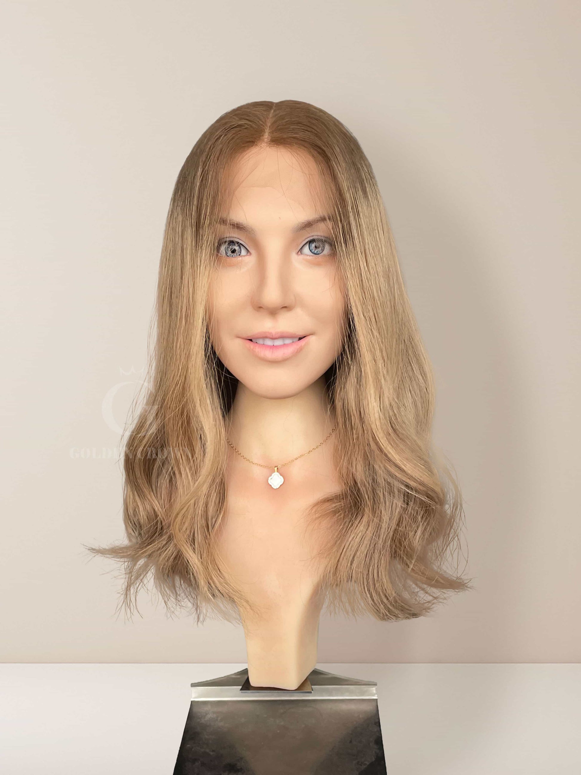 Maya Lace Top Base 100 Human Hair Wigs Front View GoldenCrownWigs.com