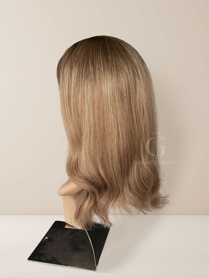 Maya Lace Top Base 100 Human Hair Wigs Left Side View GoldenCrownWigs.com