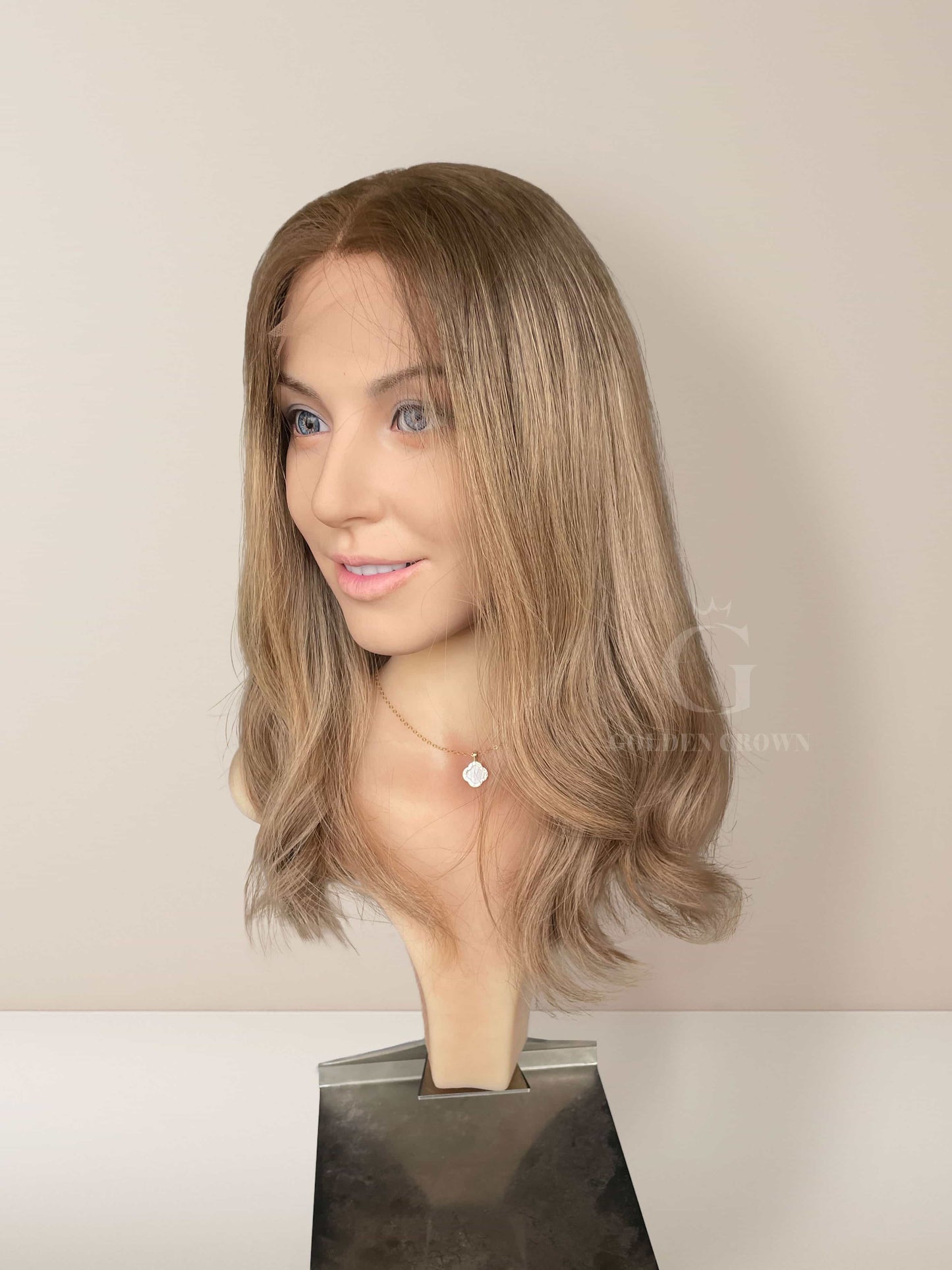 Maya Lace Top Base 100 Human Hair Wigs Right Side View GoldenCrownWigs.com