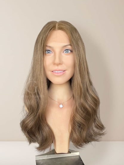 Mia Lace Top Base 100 Human Hair Wigs Front View GoldenCrownWigs.com