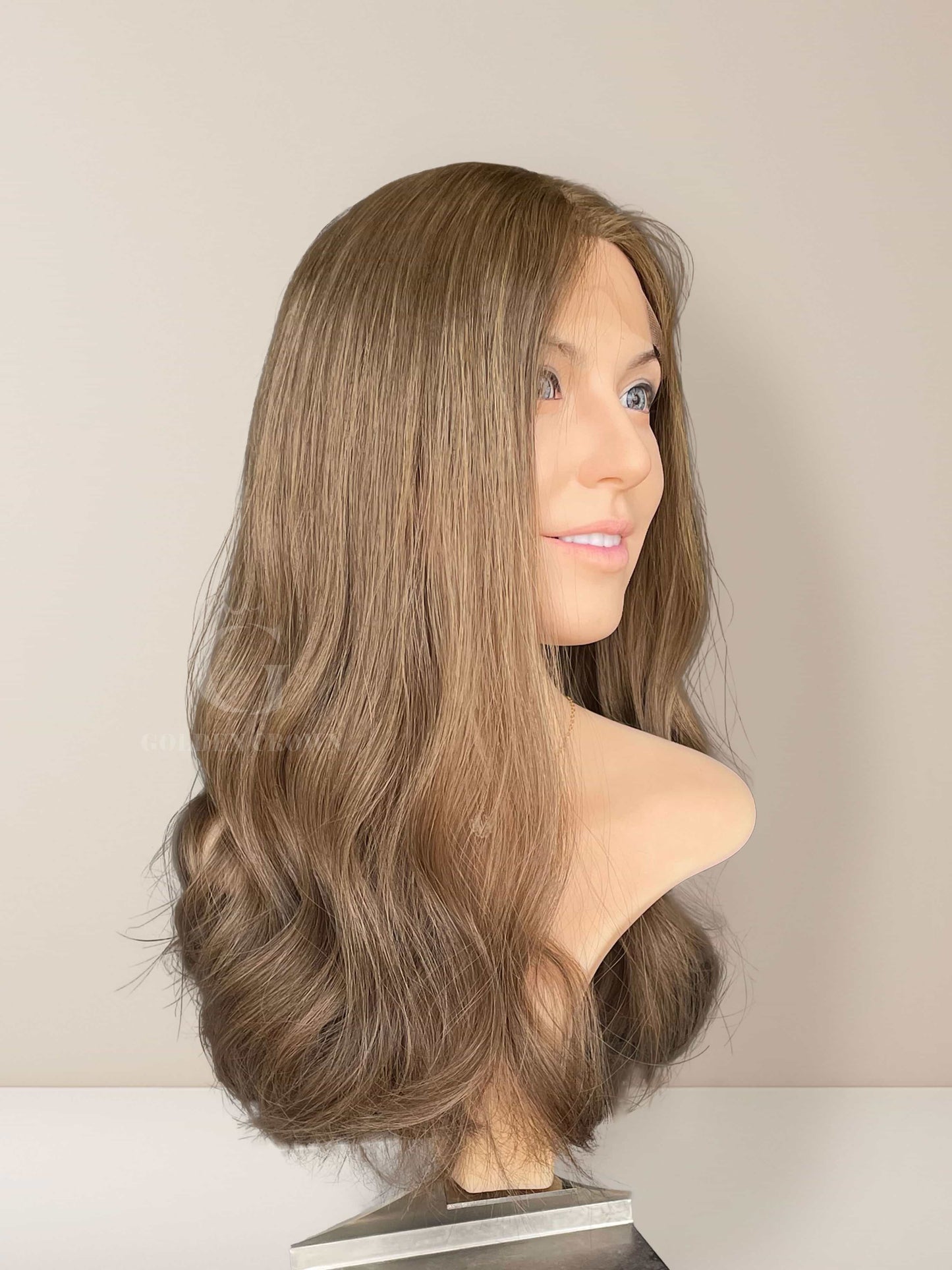 Mia Lace Top Base 100 Human Hair Wigs Left Side View GoldenCrownWigs.com