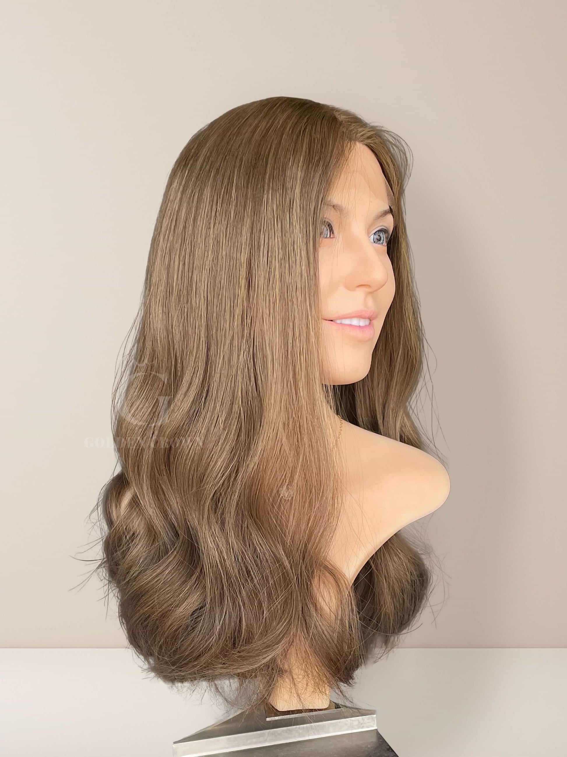 Mia Lace Top Base 100 Human Hair Wigs Left Side View GoldenCrownWigs.com