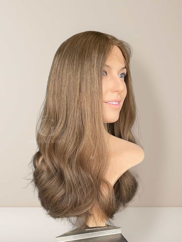 Mia Lace Top Base 100 Human Hair Wigs Left Side View GoldenCrownWigs.com