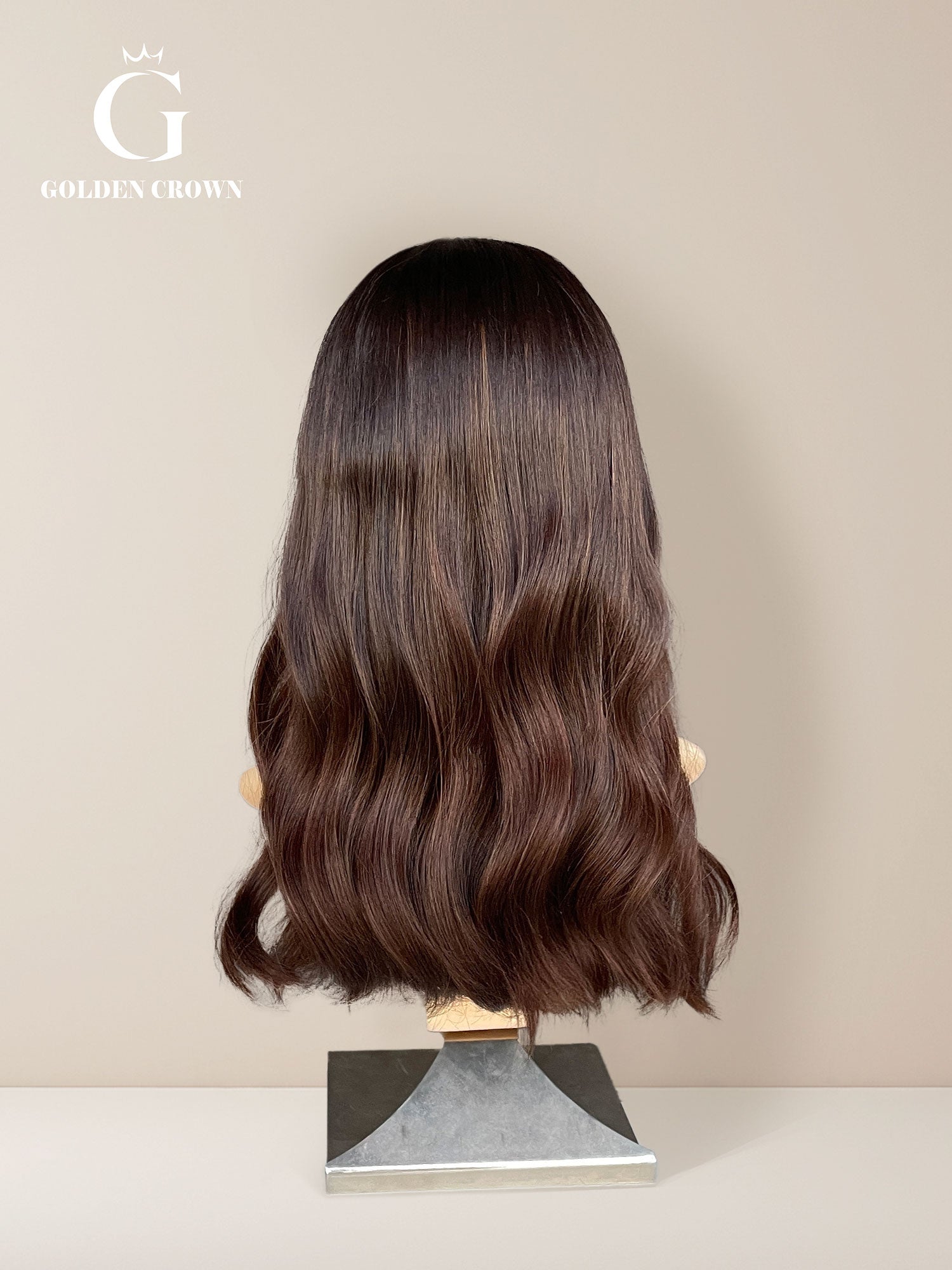 Natural Color 2-6hl6hl8 lace top back side view GoldenCrownWigs