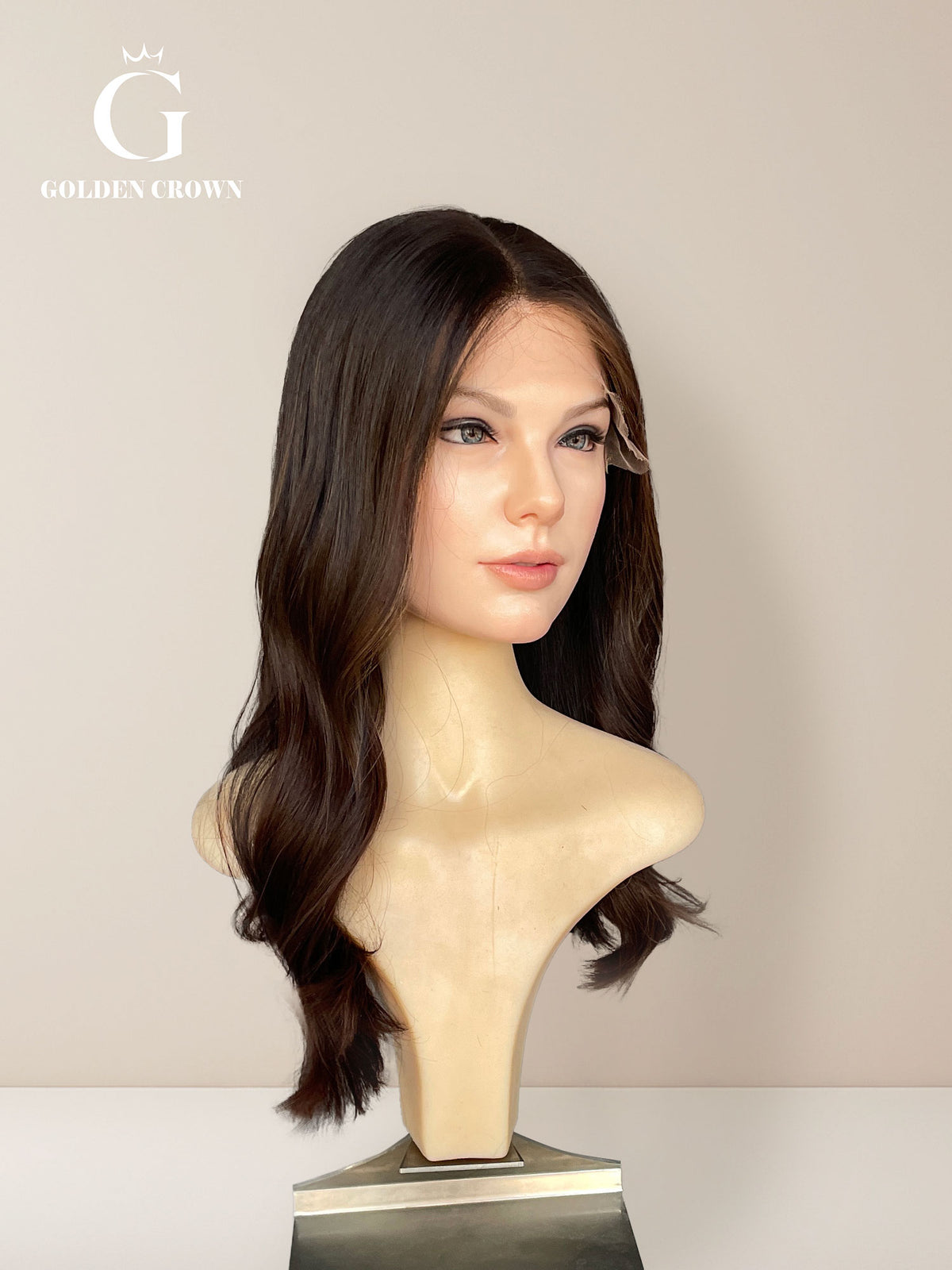 Natural Color 2-6hl6hl8 lace top front view GoldenCrownWigs