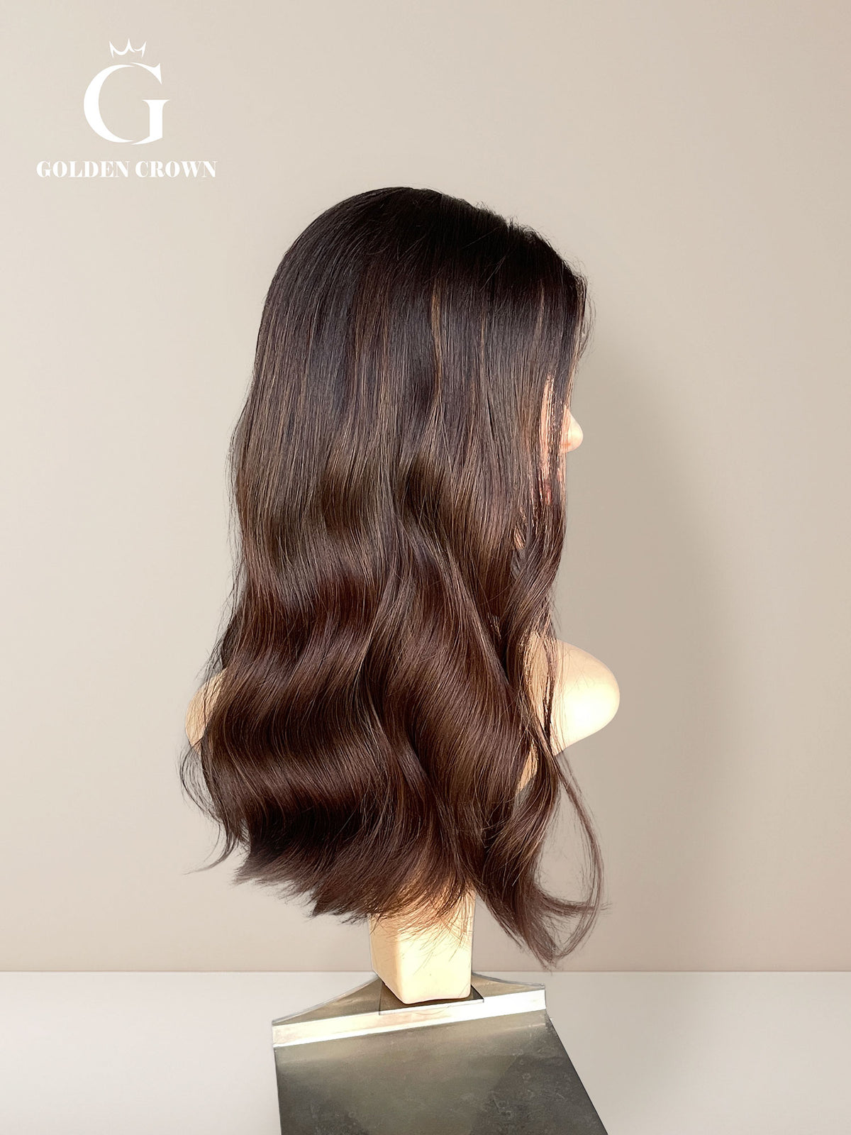 Natural Color 2-6hl6hl8 lace top right side view GoldenCrownWigs