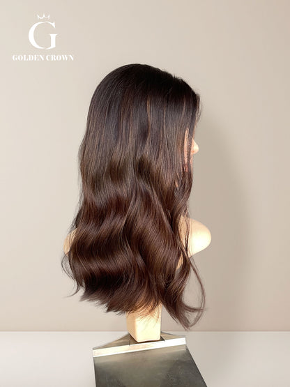 Natural Color 2-6hl6hl8 lace top right side view GoldenCrownWigs