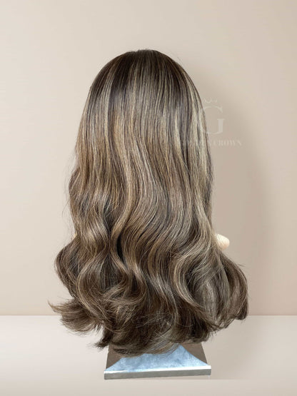 Nora Lace Top Base 100% Human Hair Wigs Back View GoldenCrownWigs.com