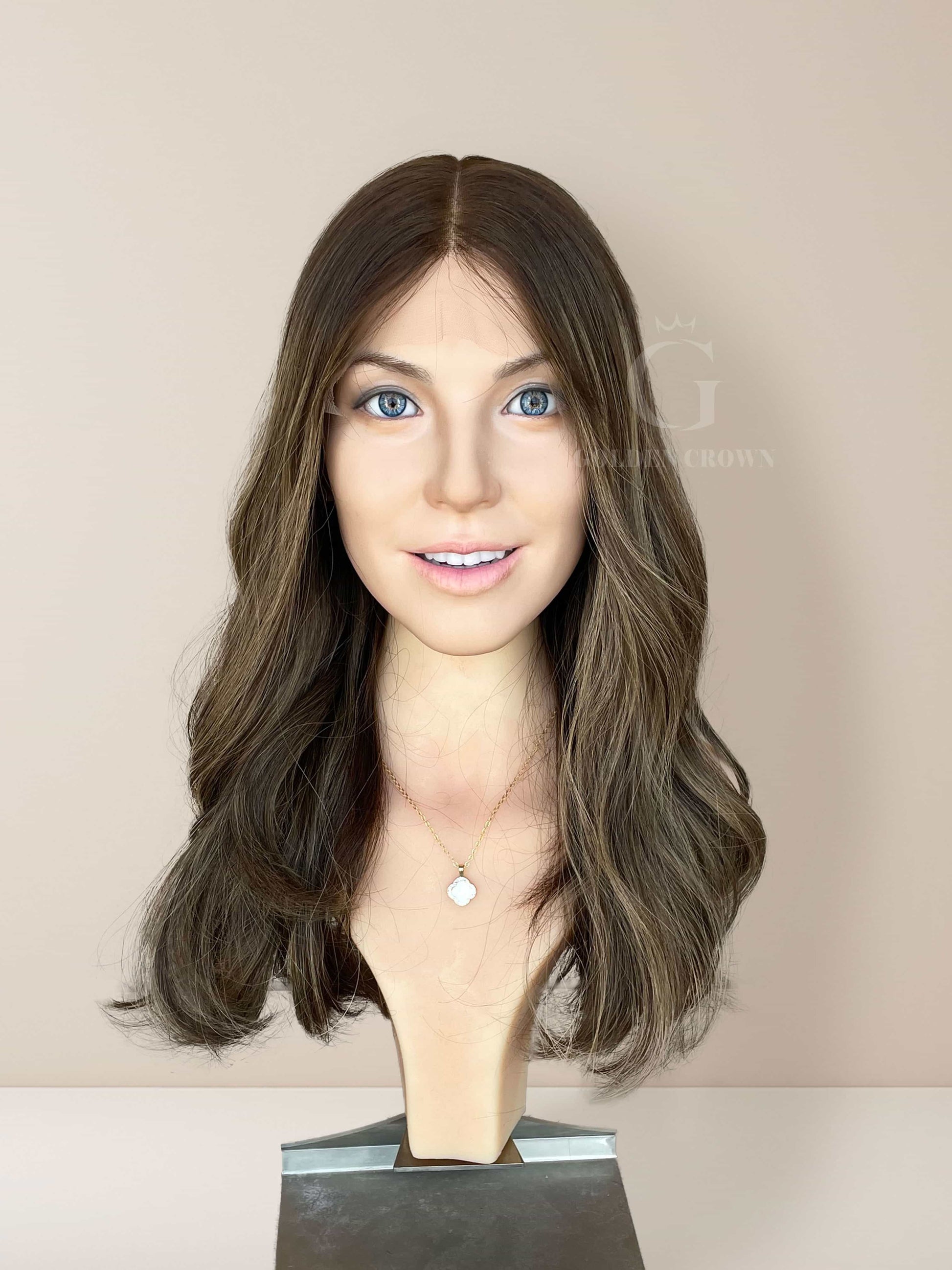 Nora Lace Top Base 100% Human Hair Wigs Front View GoldenCrownWigs.com