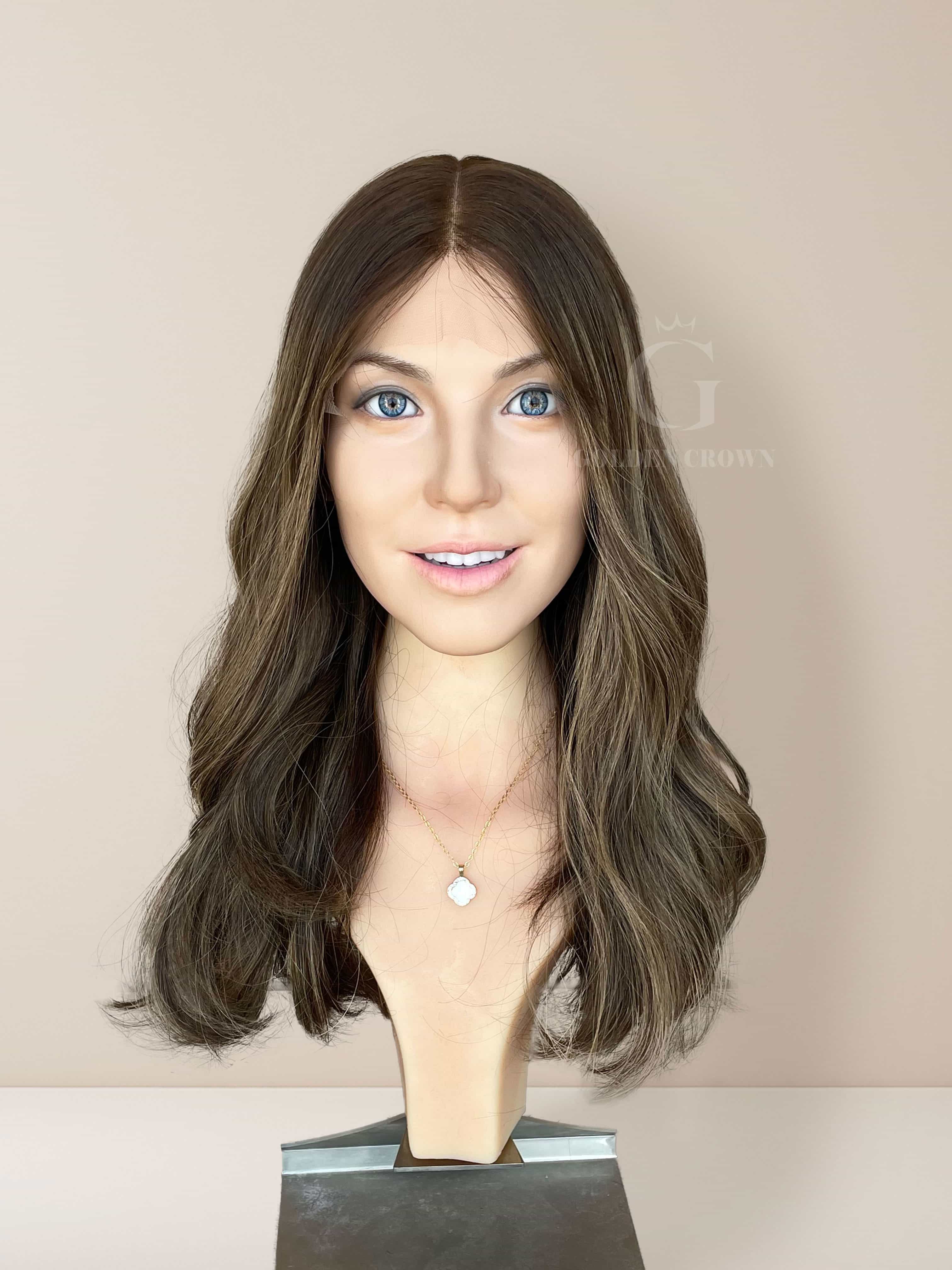 Nora Lace Top Base 100% Human Hair Wigs Front View GoldenCrownWigs.com