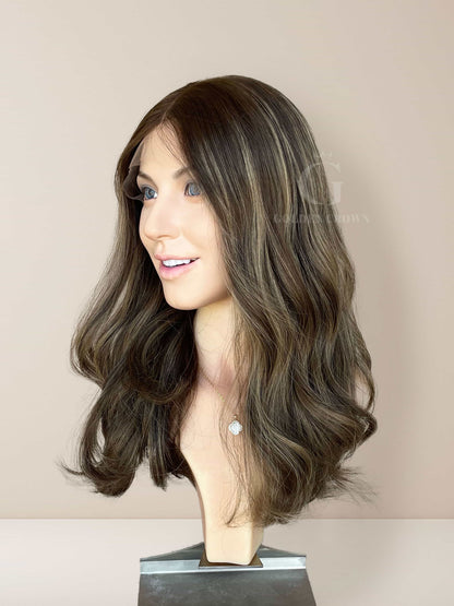Nora Lace Top Base 100% Human Hair Wigs Right Side View GoldenCrownWigs.com