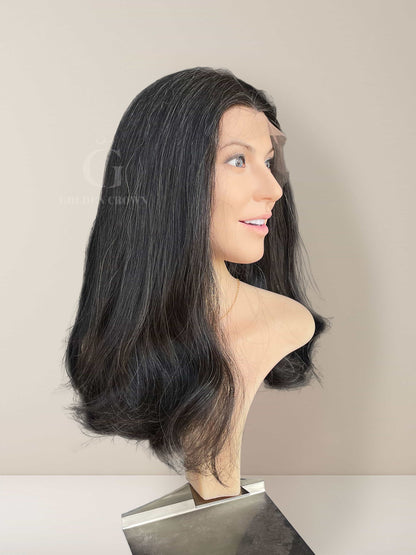 Ophelia Lace Top Base 100 Human Hair Wigs Left Side View GoldenCrownWigs.com