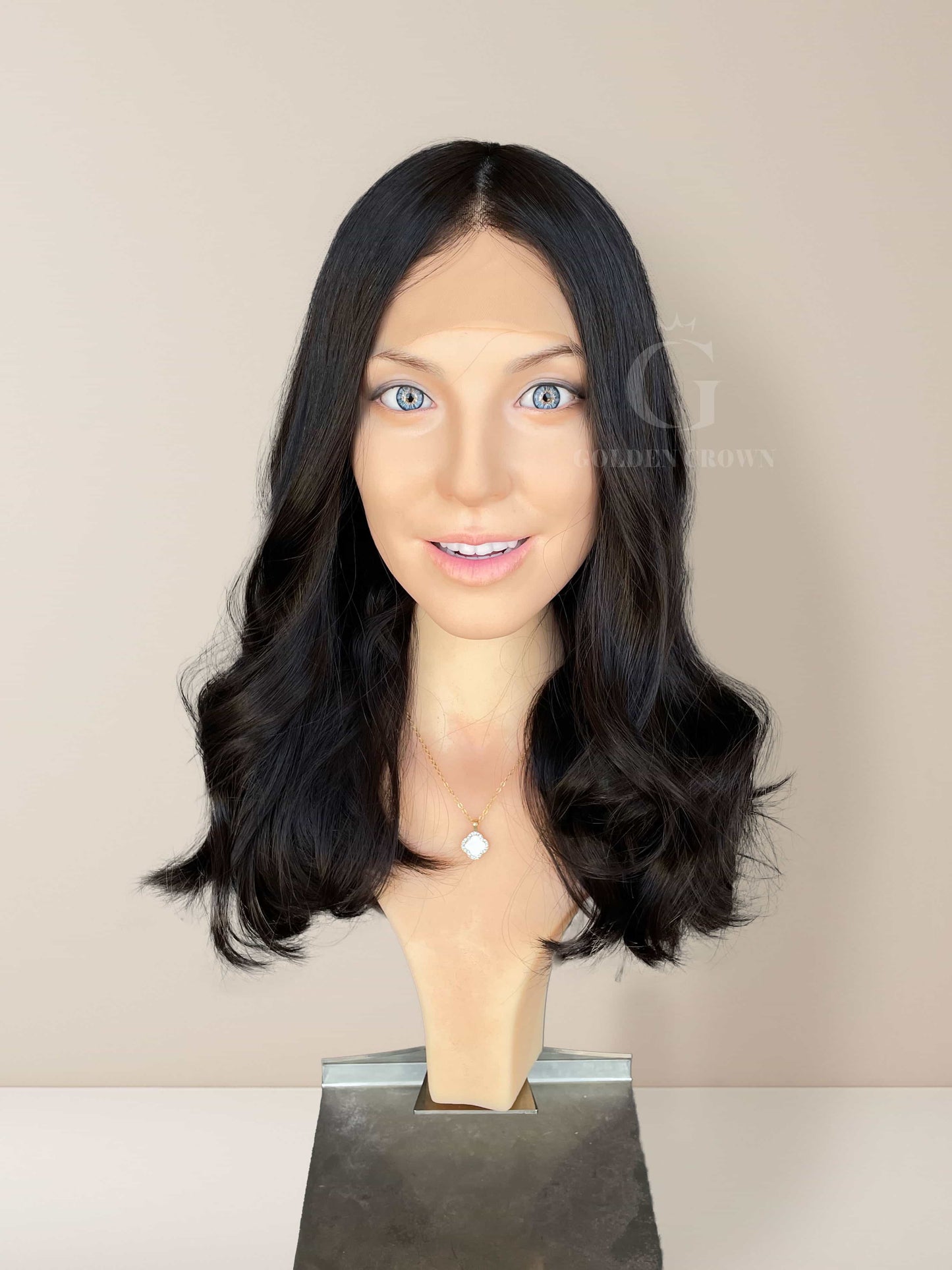 Seraphina Lace Front Base 100% Human Hair Wigs Front View GoldenCrownWigs.com