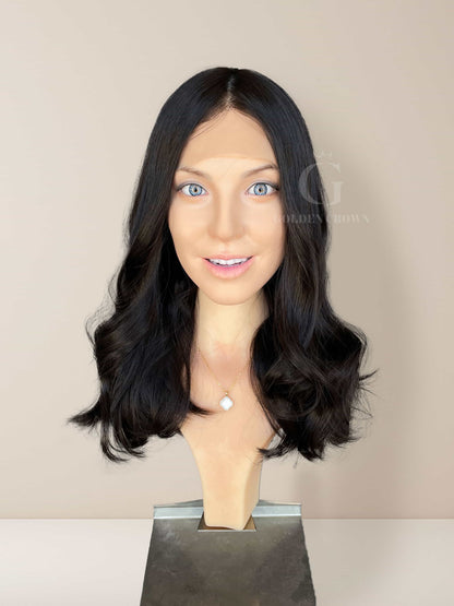 Seraphina Lace Front Base 100% Human Hair Wigs Front View GoldenCrownWigs.com