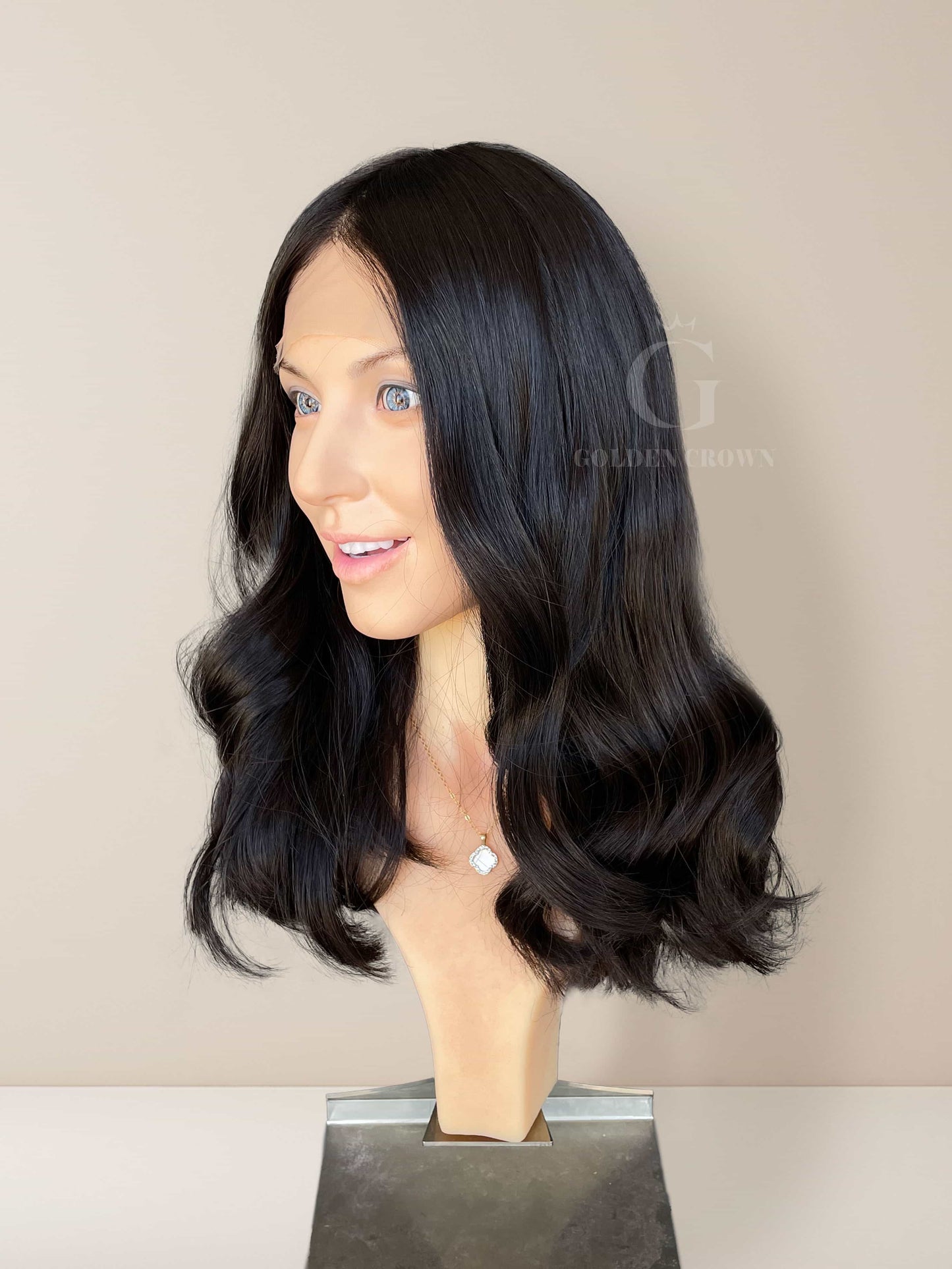 Seraphina Lace Front Base 100% Human Hair Wigs Right Side View GoldenCrownWigs.com