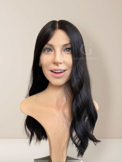 Seraphina Lace Top Base 100% Human Hair Wigs Front View GoldenCrownWigs.com
