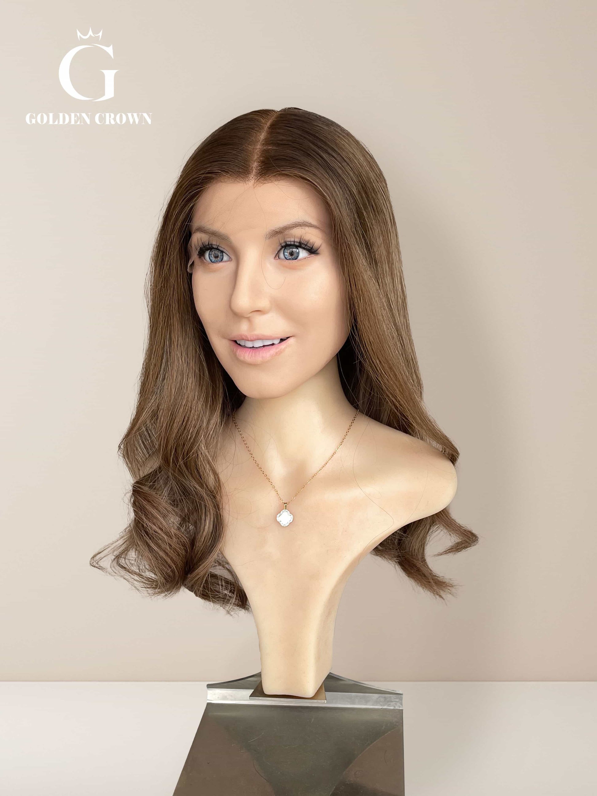 Teddy Lace Top Base 100 Human Hair Front View GoldenCrownWigs