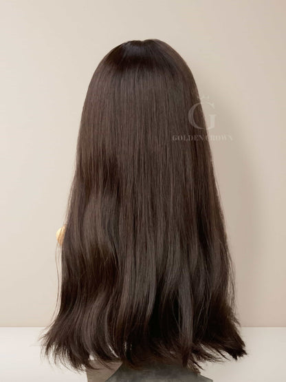 Thalia Lace Top Base 100% Human Hair Wig Back View GoldenCrownWigs.com