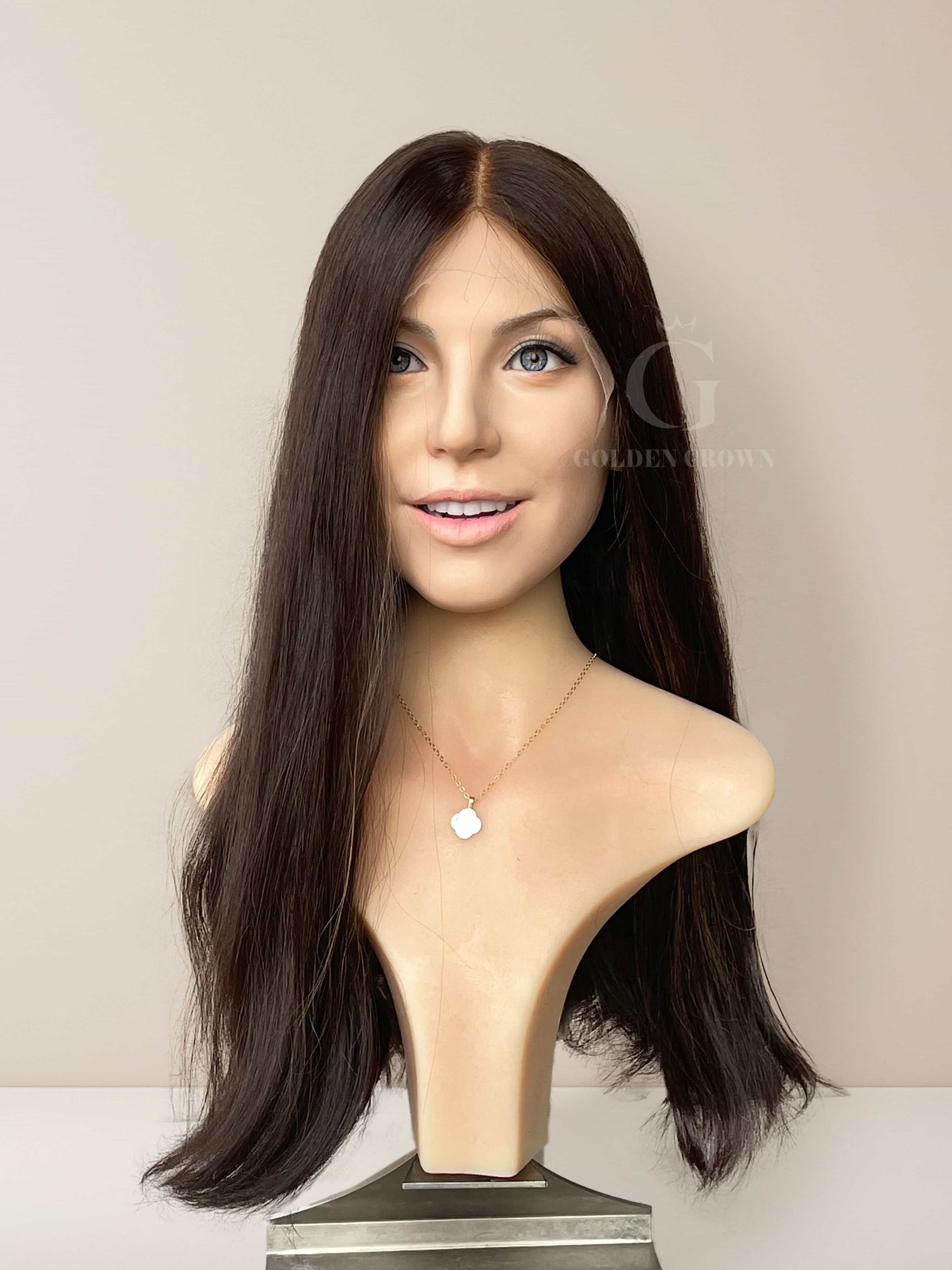 Thalia Lace Top Base 100% Human Hair Wig Front View GoldenCrownWigs.com