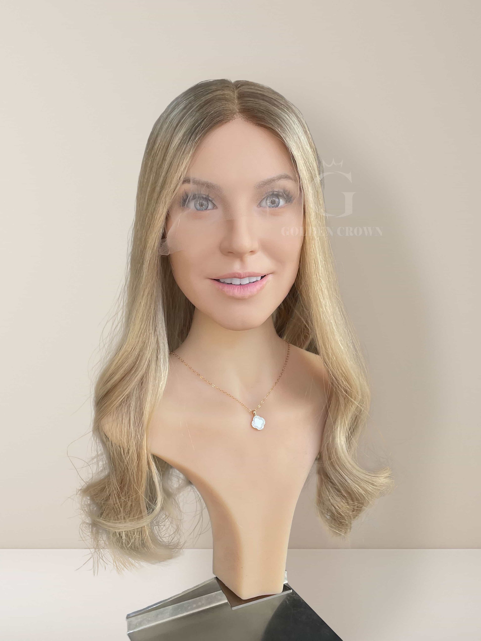 Zoe Lace Top Base 100 Human Hair Wigs Front View GoldenCrownWigs.com