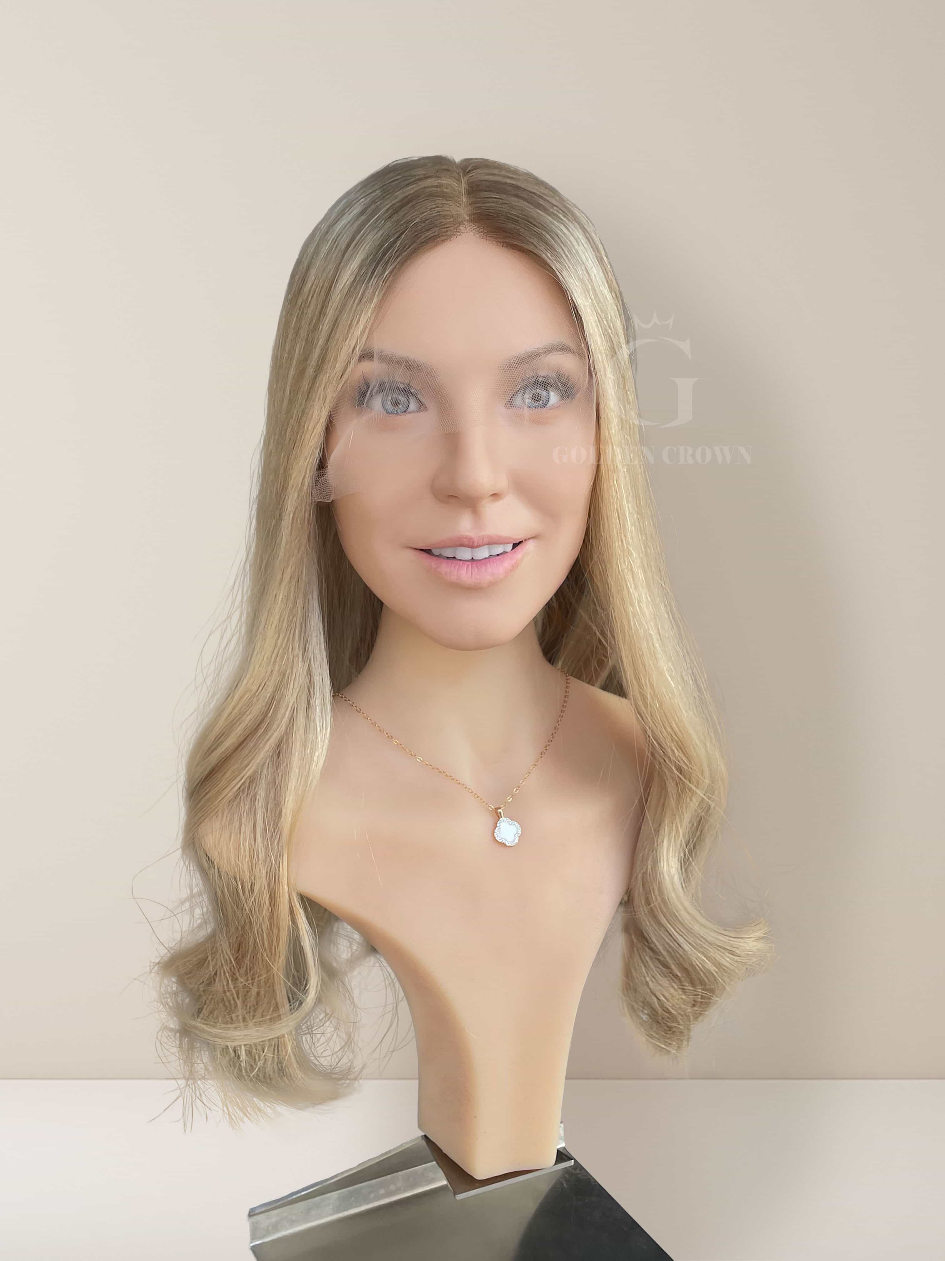 Zoe Lace Top Base 100 Human Hair Wigs Front View GoldenCrownWigs.com